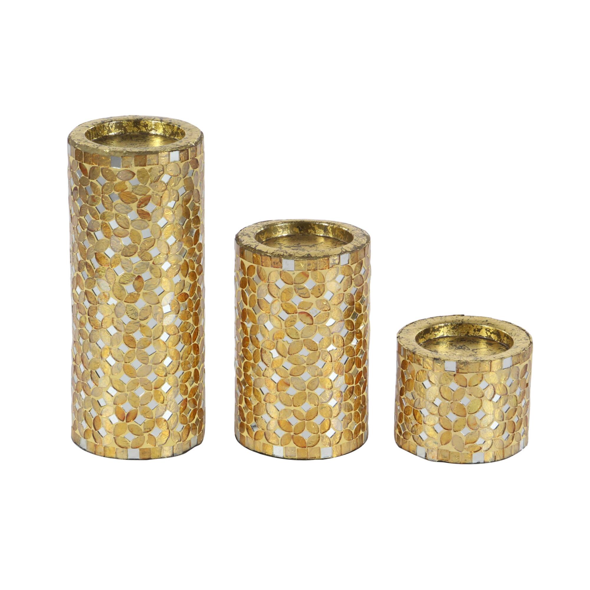 Gold Metal Glam Candle Holder Set